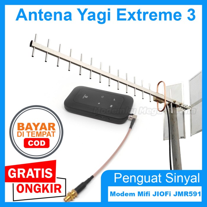 Antena Penguat Sinyal Modem Mifi JIOFi JMR591 4G Yagi Extreme 3 - Economic, 15 Meter