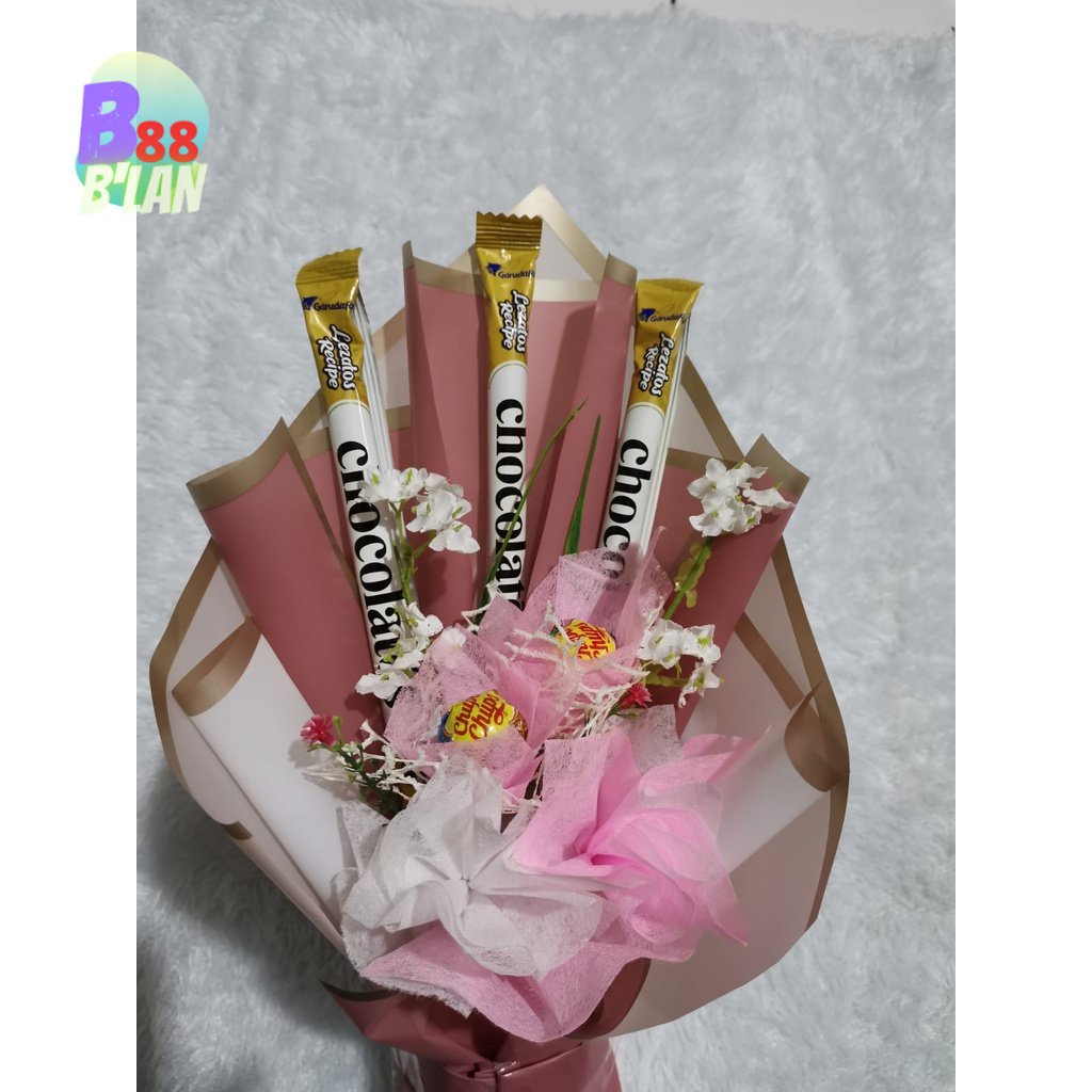 

BUKET SNACK CHOCOLATHO BUNGA BUCKET WISUDA ULANG TAHUN HAMPRES PROMO