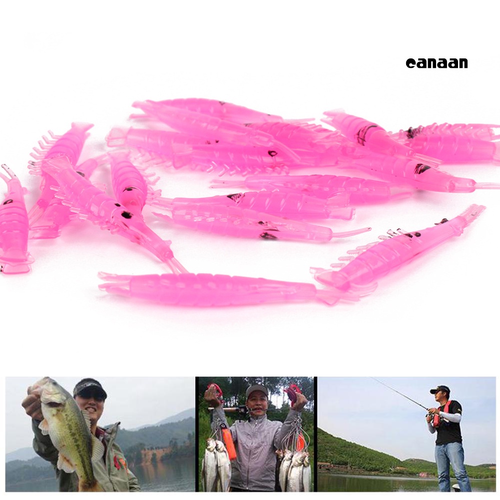 Cnn-20pcs 4 cm Luminous Silicone Artificial Udang Memancing Umpan Lembut Tackle Tool