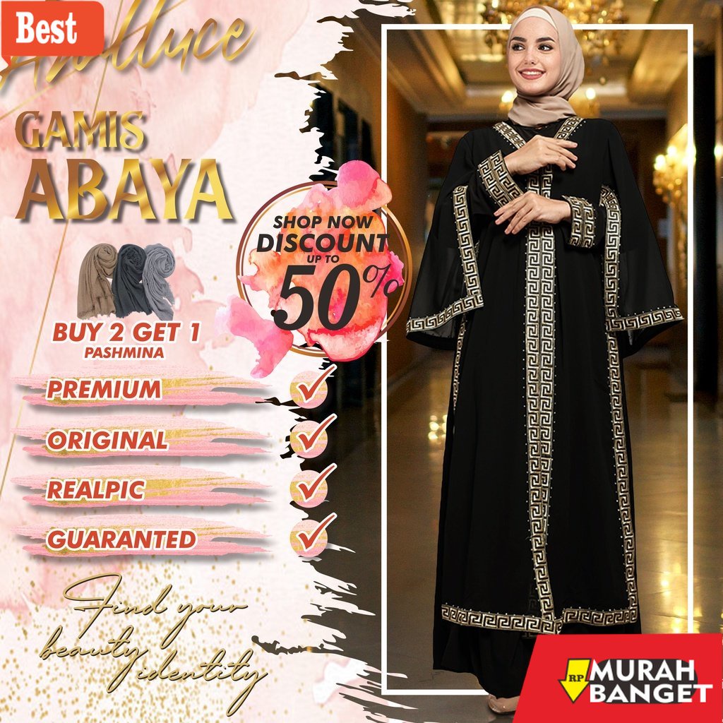 Gaya ala timur tengah di hari raya- Baju Dress Gamis Muslim Wanita BY ARALLUCE Abaya Turkey Arab Tur