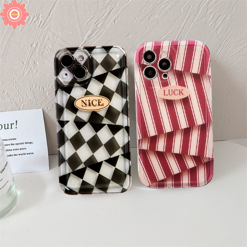 IPHONE Couple Case Kompatibel Untuk Iphone14 13 11 12 Pro Max 7Plus XR 7 6 8 6s Plus X XS Max SE 2020 Art Stripe Berlian Pola Tidak Teratur Lembut Tpu Shockproof Airbag Phone Cover