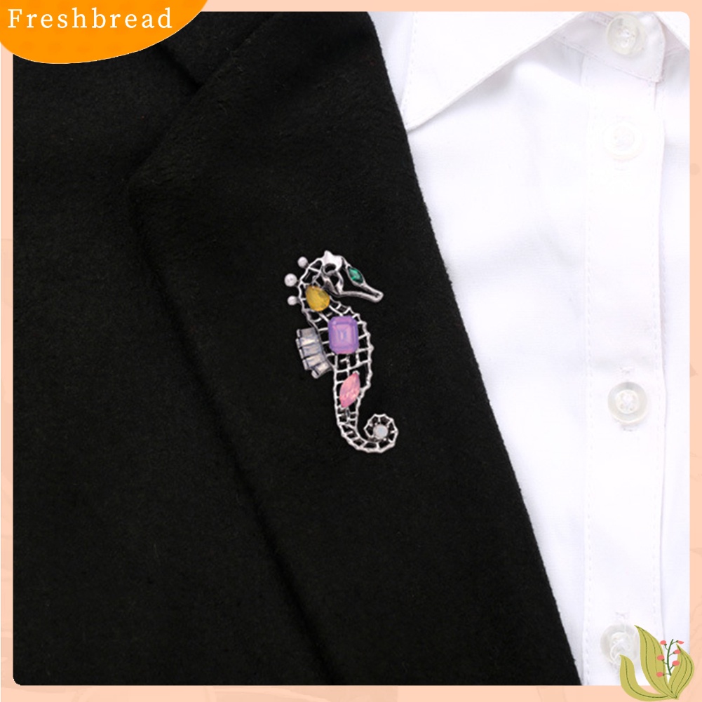 &lt; Freshbread &gt; Wanita Berongga Kuda Laut Hewan Kristal Imitasi Bros Pin Lencana Korsase Lapel Perhiasan