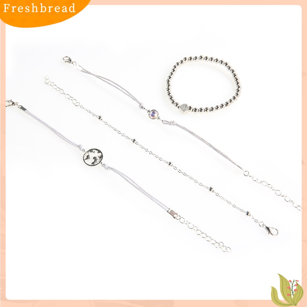 &lt; Freshbread &gt; 4Pcs/Set Gelang Fashion Berbentuk Hati Kelezatan Ramah Kulit Pesona Bangle Boho Perhiasan Untuk Pakaian Sehari-Hari