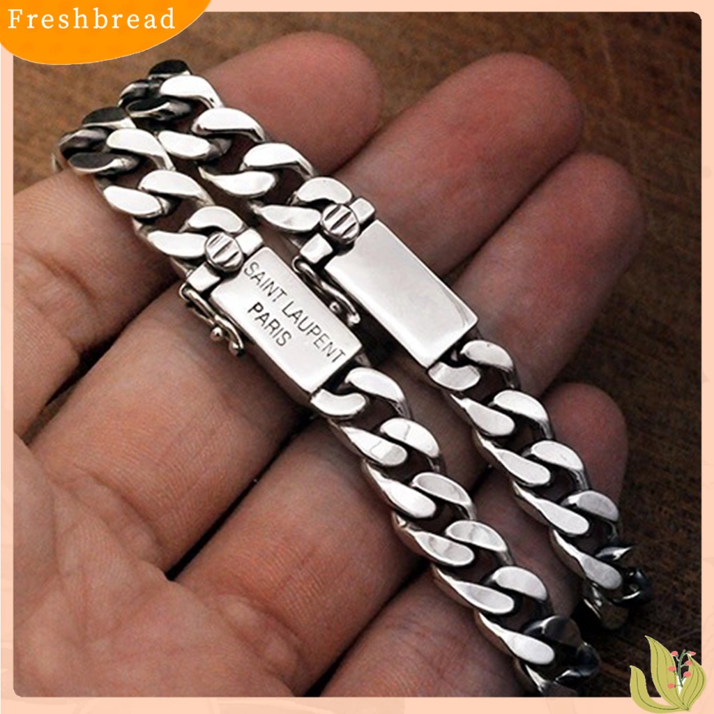 &lt; Freshbread &gt; Kuba Menebal Anti Putus Pria Gelang Retro Dikepang Rantai Punk Gelang Perhiasan Aksesori