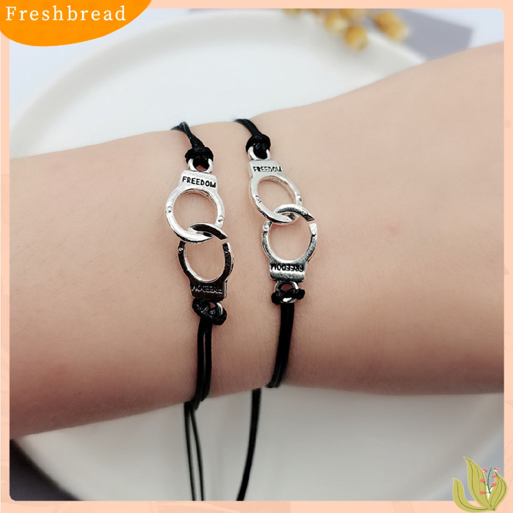 &lt; Freshbread &gt; 2Pcs Gelang Couple Unisex Ramah Kulit Alloy Handcuff Freedom Adjustable Charm Gelang Persahabatan Untuk Hadiah