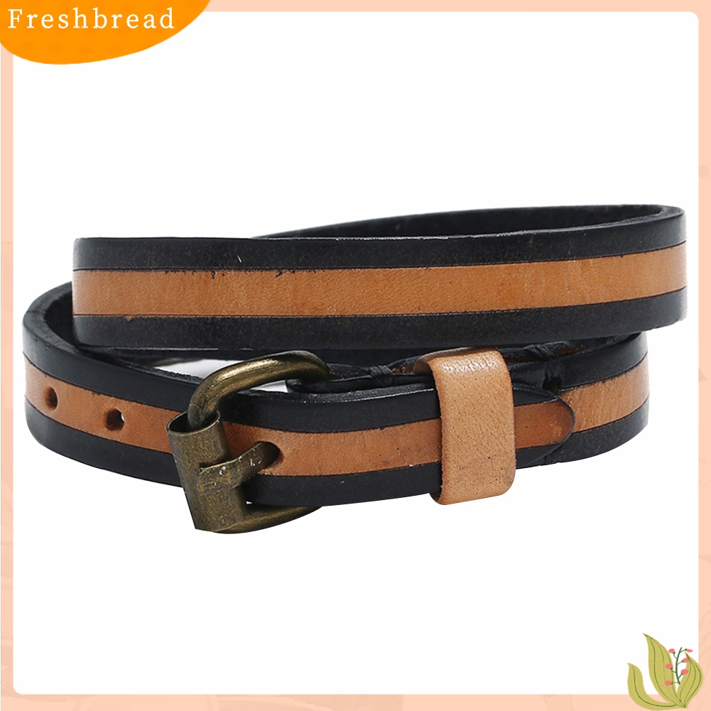 &lt; Freshbread &gt; Vintage Unisex Double Layer Kulit Sapi Gelang Bangle Pesta Perhiasan Hadiah