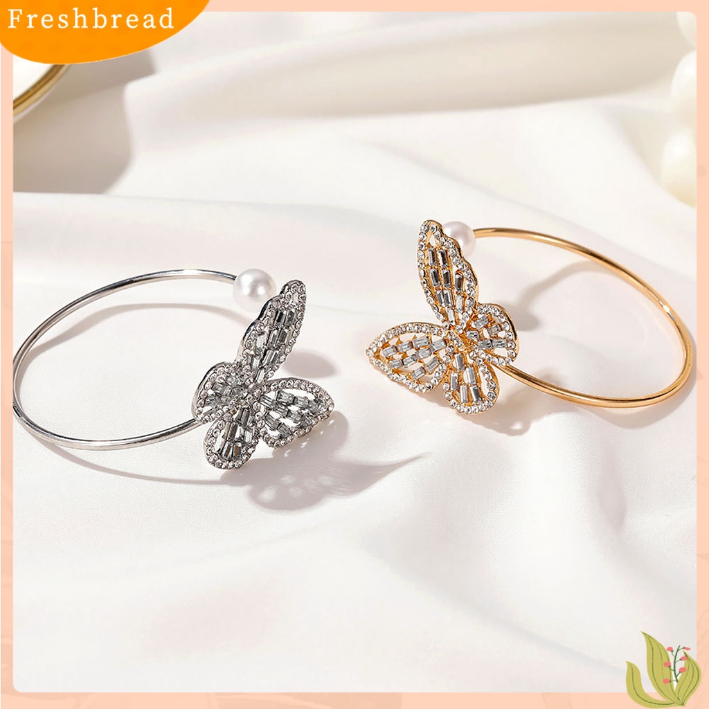 &lt; Freshbread &gt; Gelang Bangle Stylish All-match Flexible Alloy Pembukaan Adjustable Butterfly Untuk Pesta