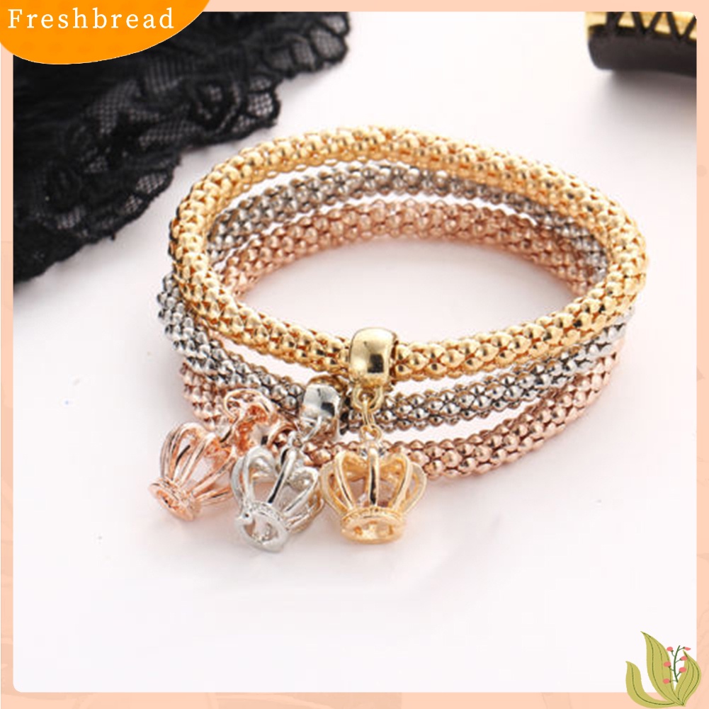 &lt; Freshbread &gt; 3Pcs/Set Wanita Fashion Burung Hantu Pohon Gelang Berlian Imitasi Liontin Bangle Perhiasan Hadiah