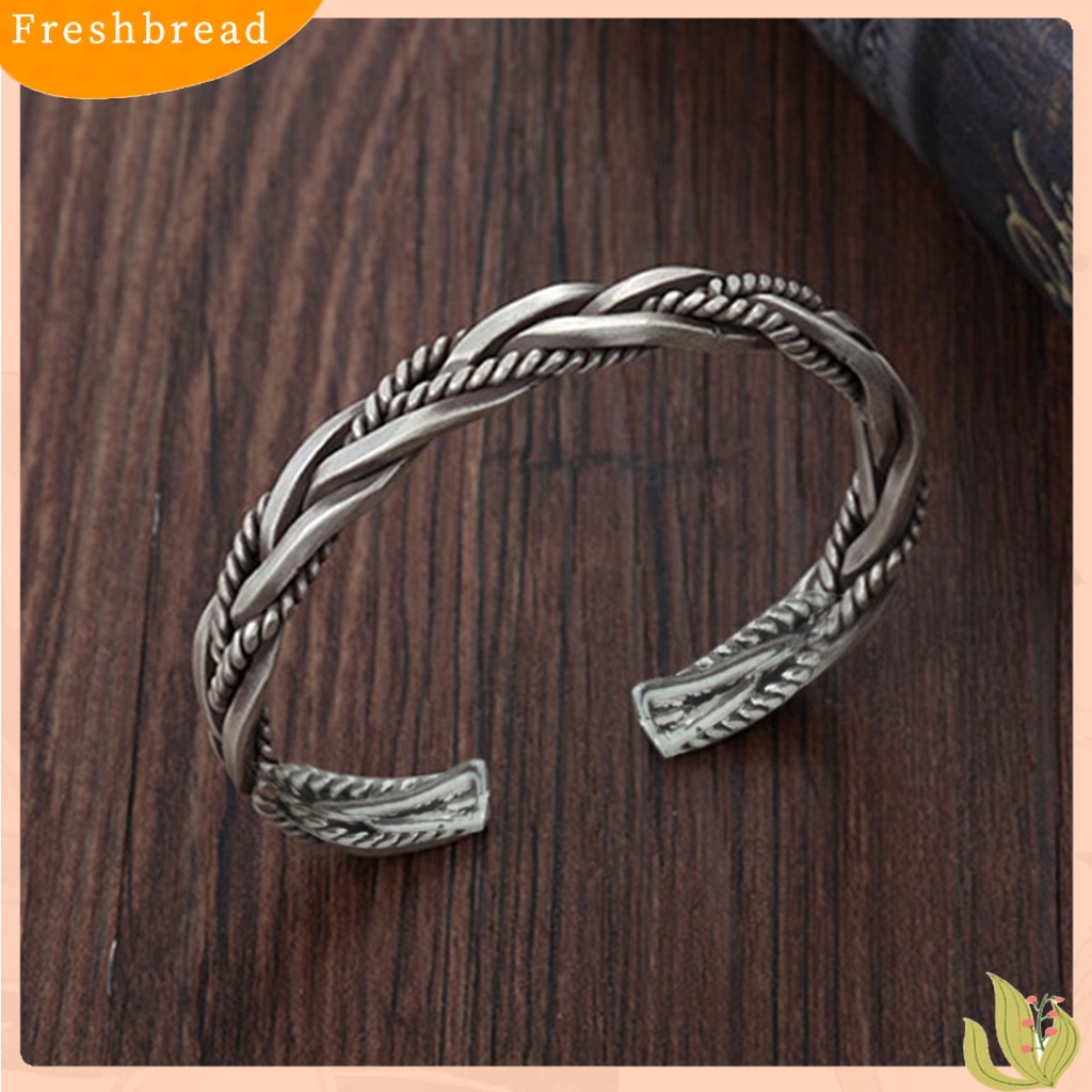 &lt; Freshbread &gt; Pria Gelang Warna Solid Vintage Stainless Anti-Cacat Mudah Cocok Dengan Pembukaan Dekoratif Memutar Kepala Naga Pria Bangles Male Jewelry