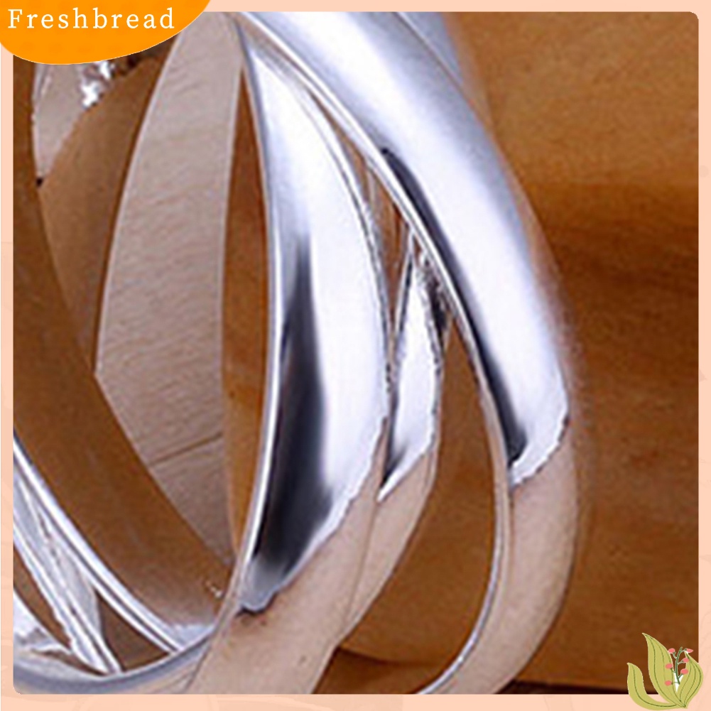 &lt; Freshbread &gt; Perhiasan Fashion Wanita 925 Sterling Silver Disepuh Triple Circle Band Ring US Size6 7 8 9