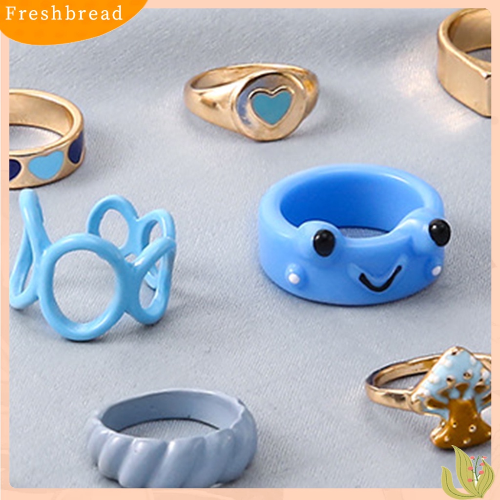 &lt; Freshbread &gt; 12Pcs Cincin Wanita Cantik Serbaguna Ringan Poles Hias Alloy Unisex Open Ring Untuk Pesta