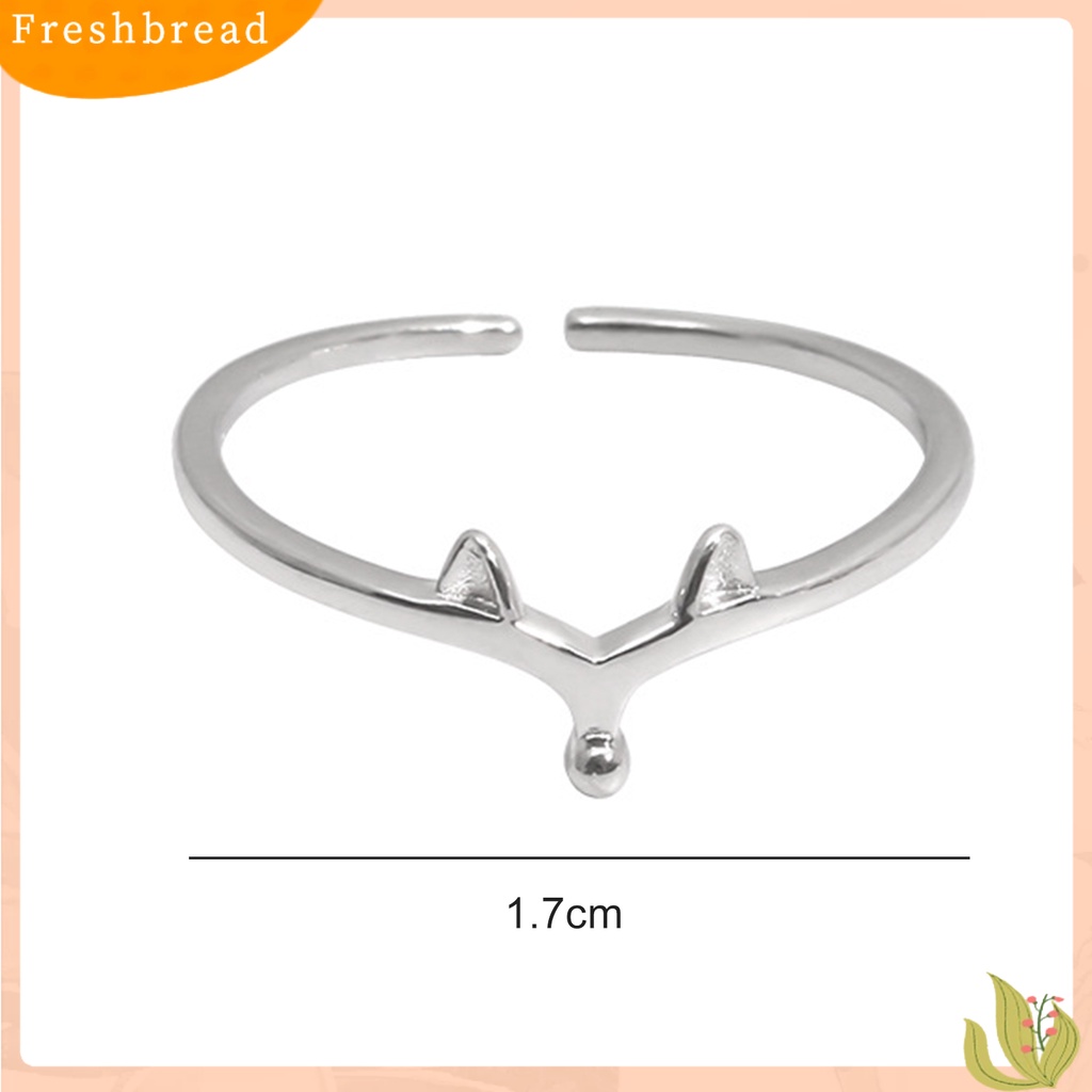 &lt; Freshbread &gt; Cincin Terbuka Geometris Electroplating Emas Putih Plating Hypoallergenic Desain Rubah Kecil Berdandan Perhiasan Wanita Cincin Jari Hewan Lucu Untuk Pesta