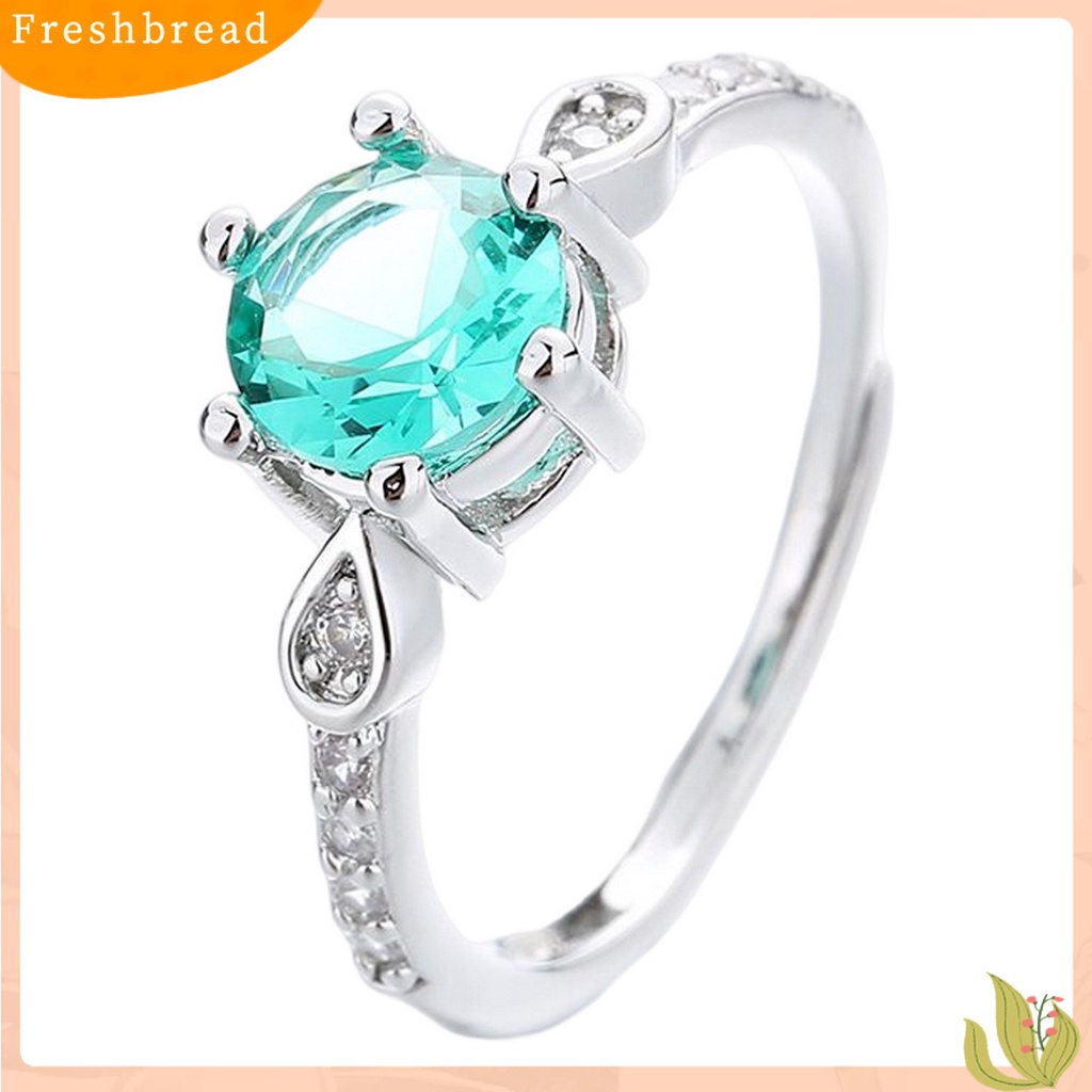 &lt; Freshbread &gt; Wanita Cincin Tetesan Air Enam Cakar Shiny Cubic Zirconia Sparkling Adjustable Opening Dress Up Hadiah Faux Gemstone Finger Ring Wedding Band Perhiasan Aksesori Fashion