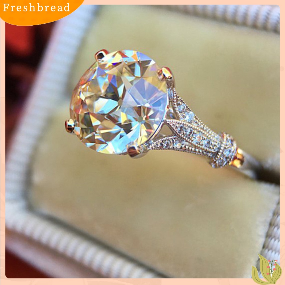 &lt; Freshbread &gt; Fashion Wanita Putaran Besar Cubic Zirconia Pernikahan Pertunangan Jari Cincin Perhiasan