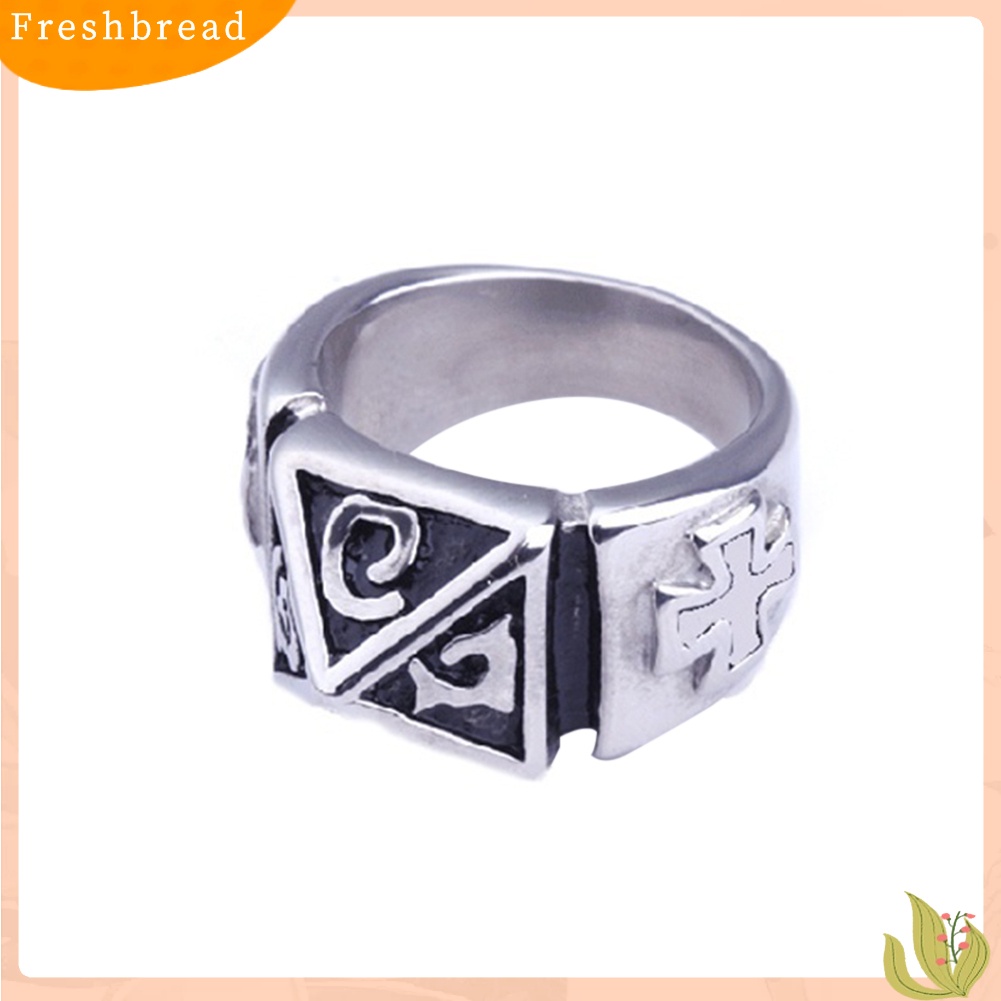 &lt; Freshbread &gt; Punk Titanium Steel Jari Cincin Pria Perhiasan Hadiah Xmas Pesta Cocktail Fashion