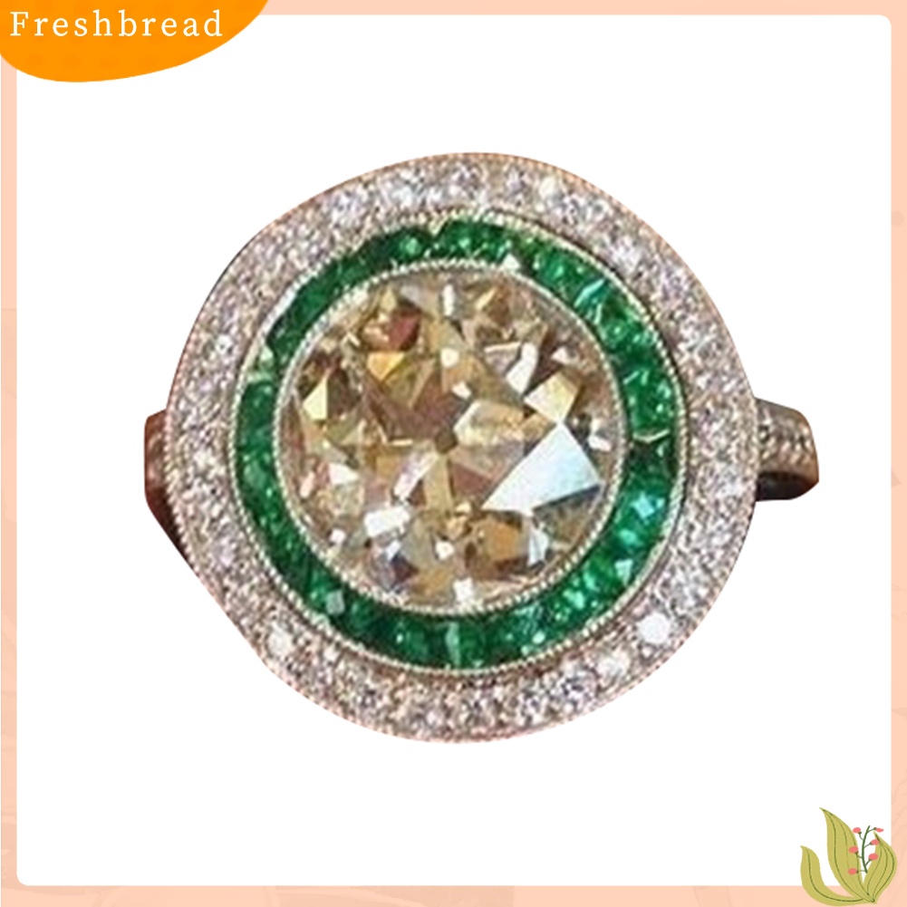 &lt; Freshbread &gt; Fashion Wanita Putaran Besar Multicolor Cubic Zirconia Pertunangan Jari Cincin Perhiasan