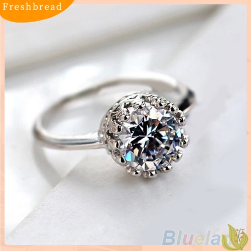 &lt; Freshbread &gt; Mewah Wanita Potongan Bulat CZ Princess Crown Bridal Engagement Wedding Party Ring