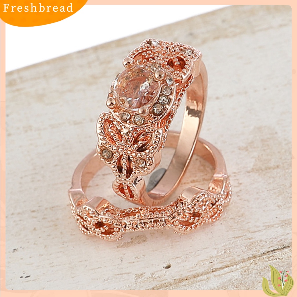 &lt; Freshbread &gt; 1set Cincin Lady Hias Berlian Imitasi Vintage Alloy Bulat Wanita Circlet Untuk Lamaran