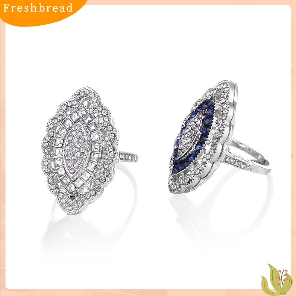 &lt; Freshbread &gt; Elegan Marquise Bentuk Berlian Imitasi Bertatahkan Pesta Pernikahan Wanita Pesona Perhiasan Cincin