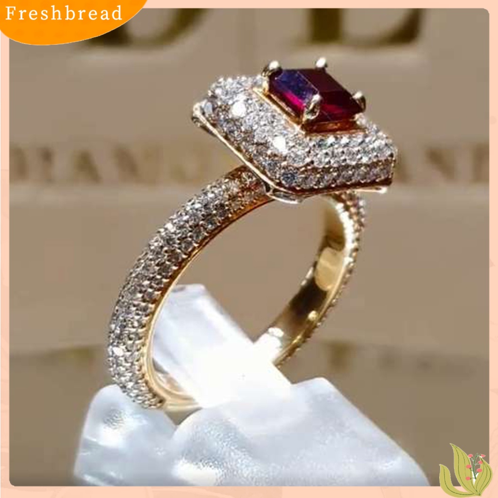 < Freshbread > Cincin Penuh Berlian Imitasi Bertatahkan Indah Jari Band Perempuan Fashion Perhiasan Hadiah Untuk Pernikahan