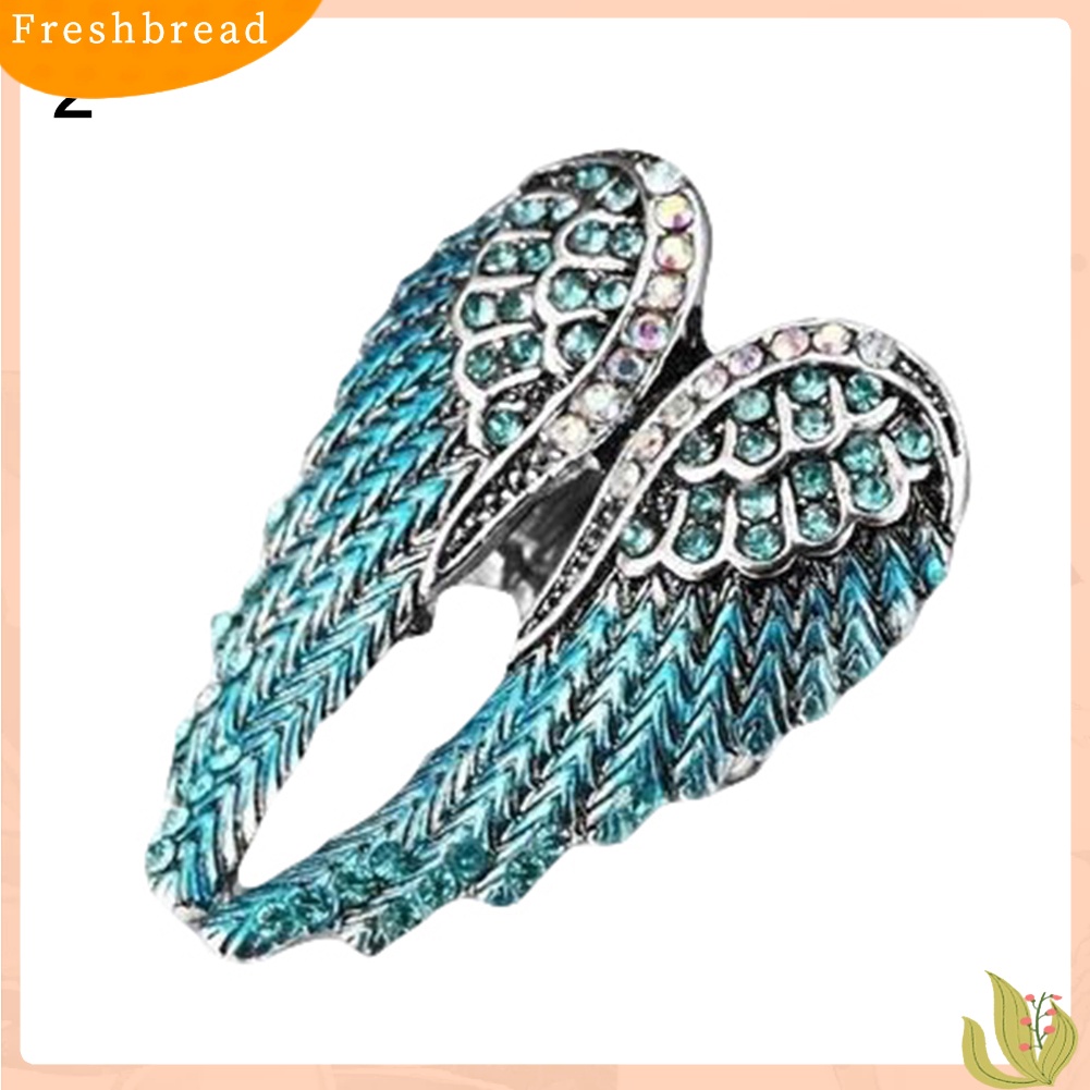 &lt; Freshbread &gt; Lady Fashion Multicolor Berlian Imitasi Sayap Malaikat Pesona Cincin Jari Perhiasan Hadiah