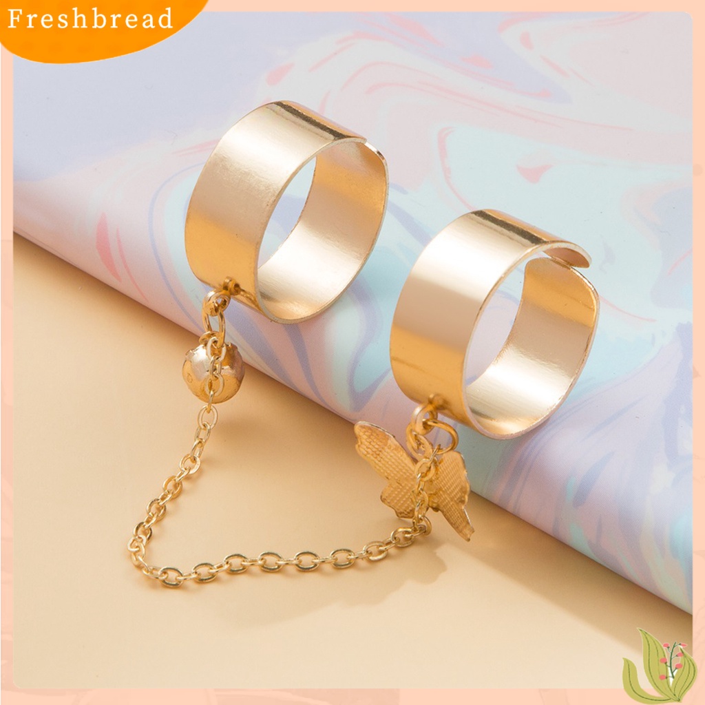 &lt; Freshbread &gt; 1set Cincin Jari Terintegrasi Artistik Paduan Rantai Desain Cincin Set Perhiasan Aksesoris