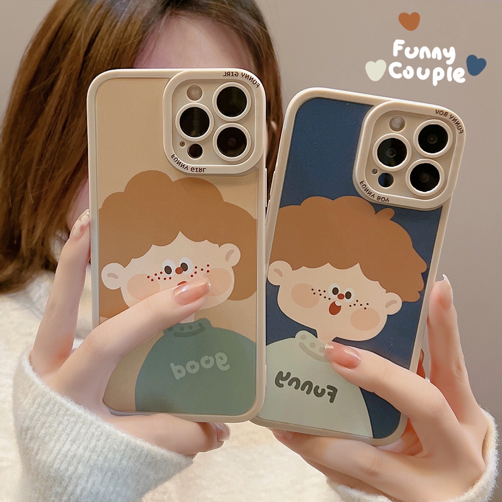 IPHONE [Mata Kucing] Soft Case TPU Anti Slip Untuk Iphone7Plus8 Plus X XS XR XS Max11 13 12 14 PRO Max14 Plus Ins Fashion Kartun Pasangan Cowok Dan Cewek Hadiah