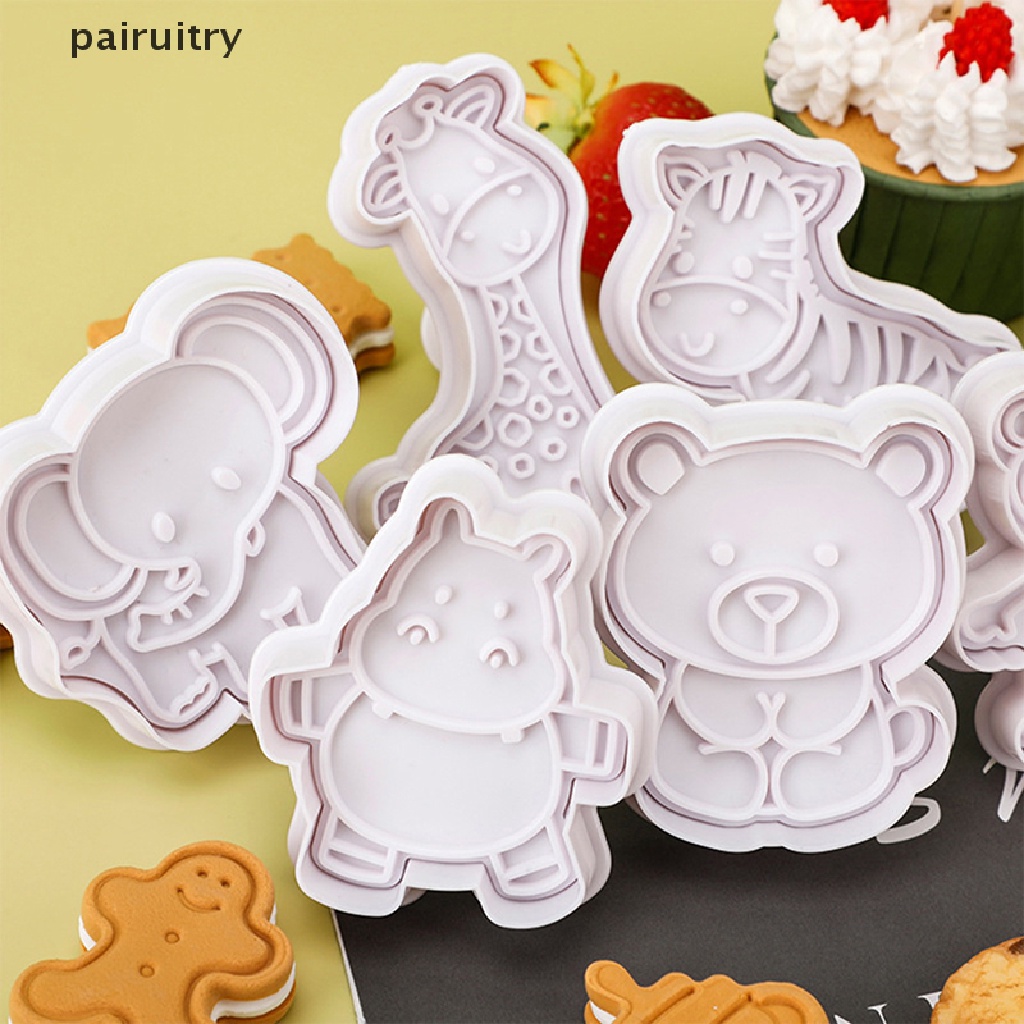 Prt 4Pc Kartun Hewan Cookie Cutter Embos Biskuit Cetakan Alat Baking Untuk Anak PRT