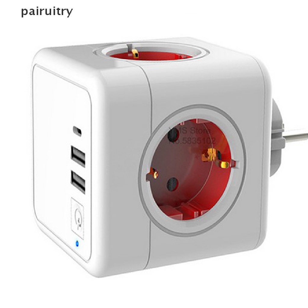 Prt Strips Plug Smart Dual USB Port Socket Extension EU 4outlet Power Cube Adaptor PRT