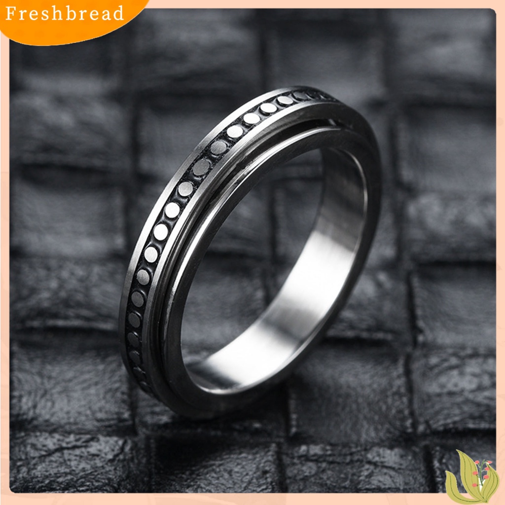 &lt; Freshbread &gt; Cincin Unisex Geometris Artistik Titanium Steel Cincin Jari Luar Yang Dapat Diputar Untuk Pesta