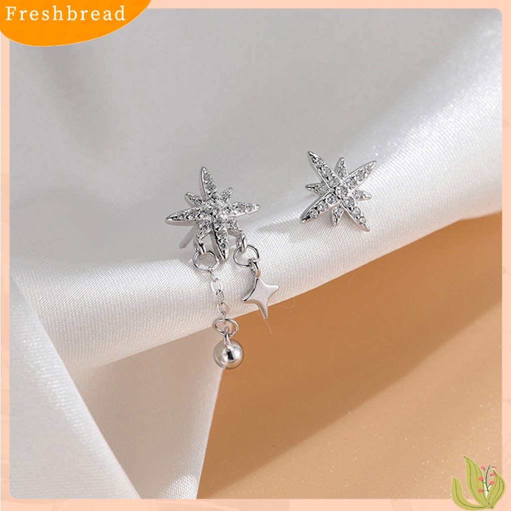 &lt; Freshbread &gt; 1Pc Anting Wanita Bintang Bola Bulat Perhiasan Gaya Korea Berlian Imitasi Stud Earring Untuk Pesta Perjamuan Pernikahan Prom