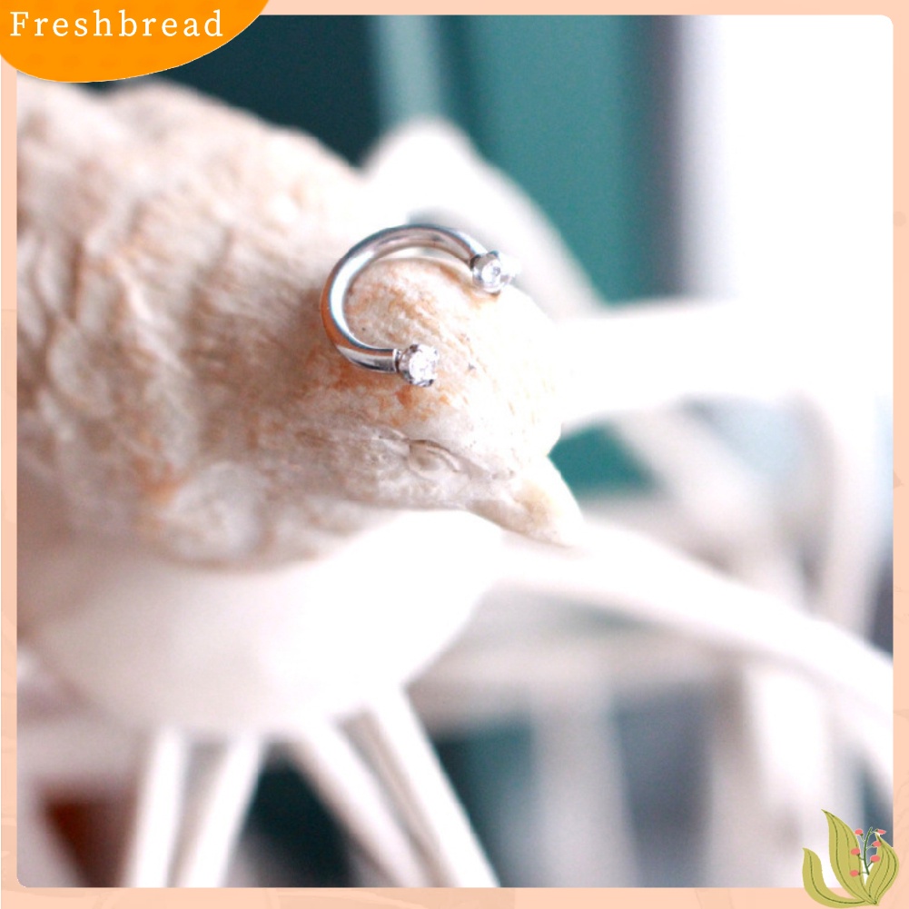 &lt; Freshbread &gt; 1Pc Unisex U Bentuk Berlian Imitasi Sekrup Baja Titanium Telinga Stud Perhiasan Tulang Rawan