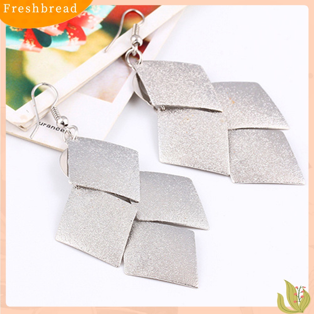 &lt; Freshbread &gt; Wanita Glitter Belah Ketupat Drop Panjang Menjuntai Lampu Gantung Statement Hook Earrings