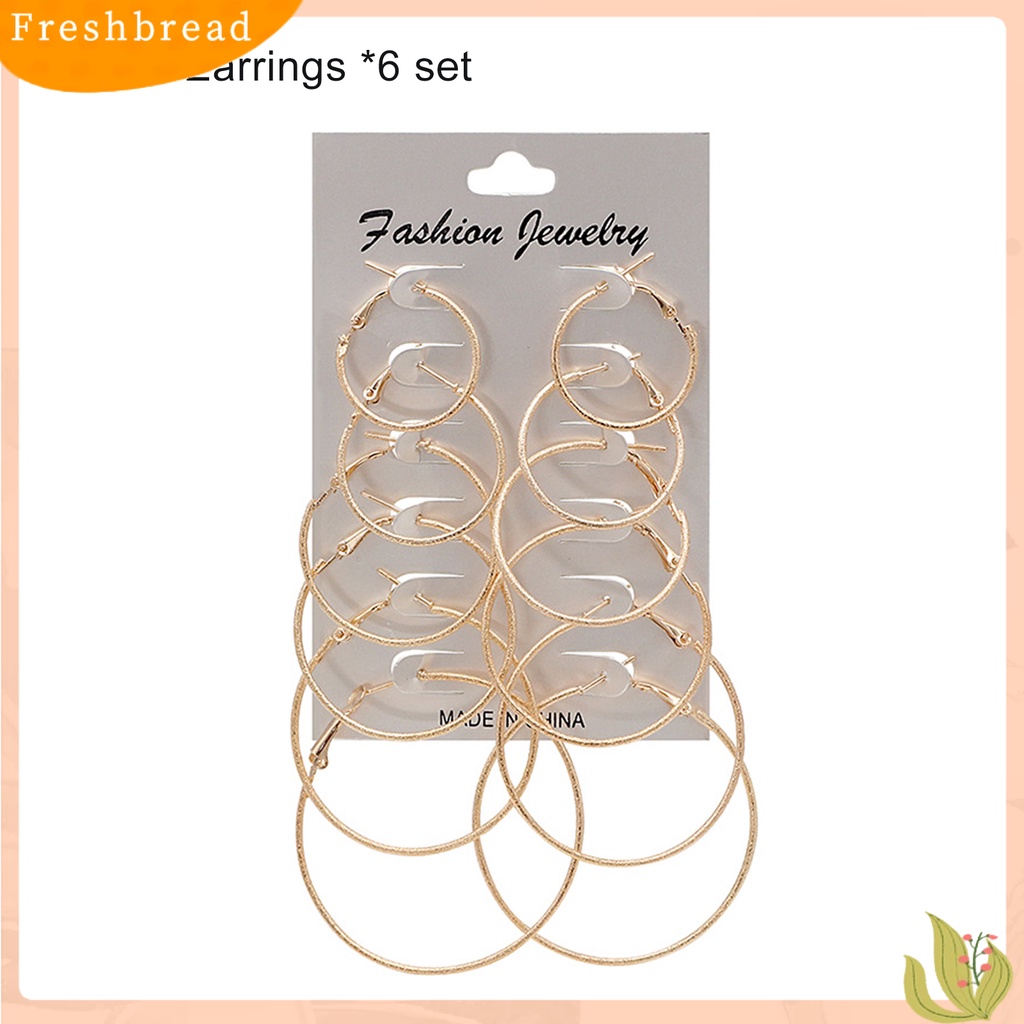 &lt; Freshbread &gt; 6pasang Anting Lingkaran Anting Tusuk Simple Punk Metal Bulat Halus Untuk Wanita