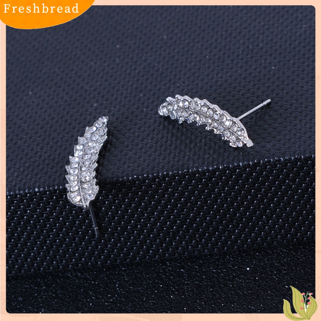 &lt; Freshbread &gt; 1pasang Anting Wanita Bentuk Daun Sparkling Cubic Zirconia Anting Lady Indah Untuk Hadiah