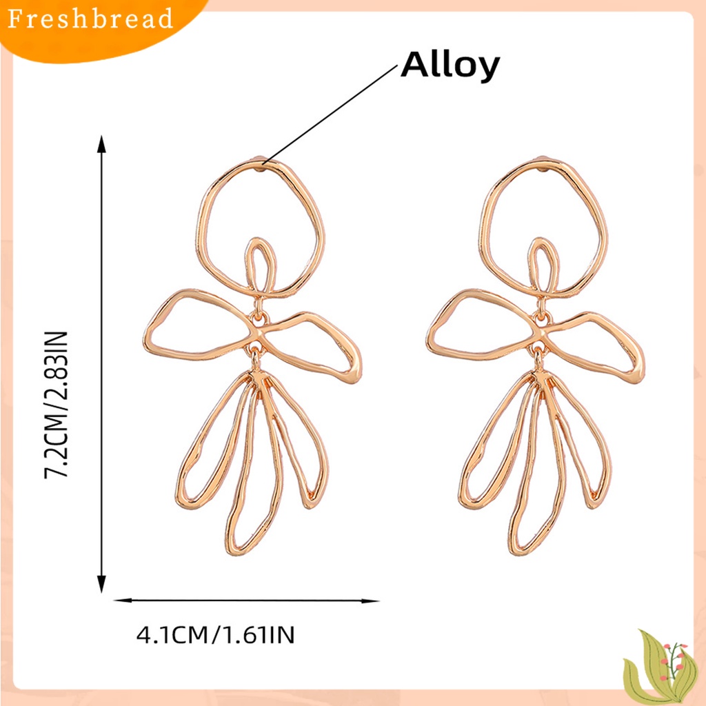 &lt; Freshbread &gt; 1pasang Anting Pejantan Berongga Geometris Besar Asimetris Elegan Hadiah Paduan Gaya Sederhana Bunga Wanita Menjuntai Anting Perhiasan Fashion