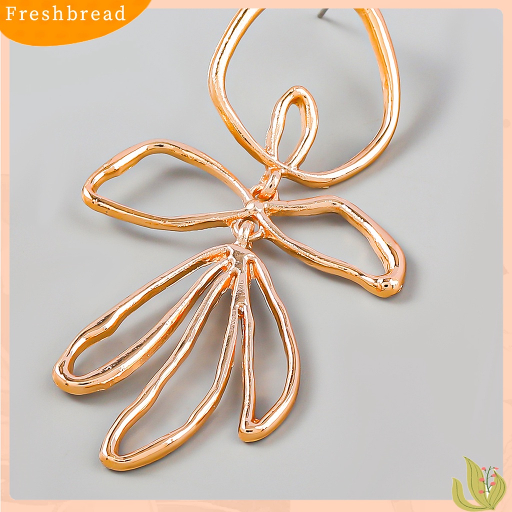 &lt; Freshbread &gt; 1pasang Anting Pejantan Berongga Geometris Besar Asimetris Elegan Hadiah Paduan Gaya Sederhana Bunga Wanita Menjuntai Anting Perhiasan Fashion