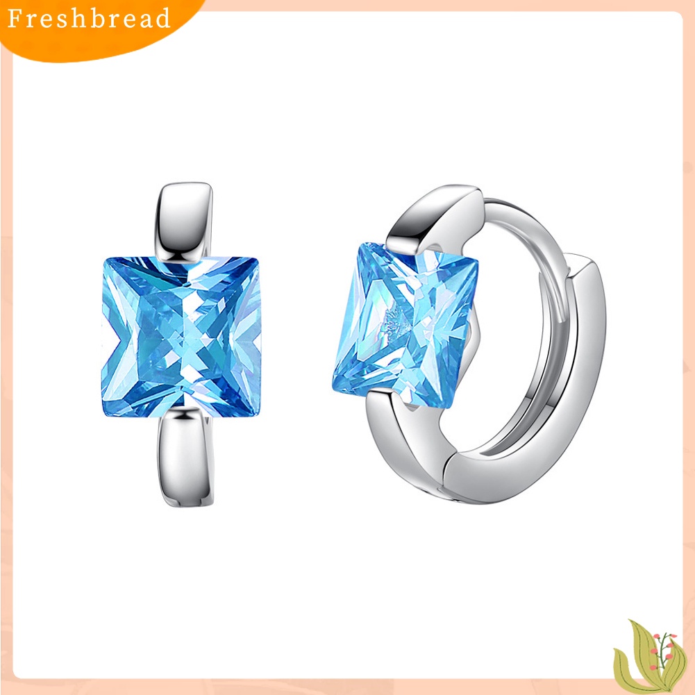 &lt; Freshbread &gt; Fashion Wanita Cubic Zirconia Hias Huggie Anting Hadiah Perhiasan Pesta Pernikahan