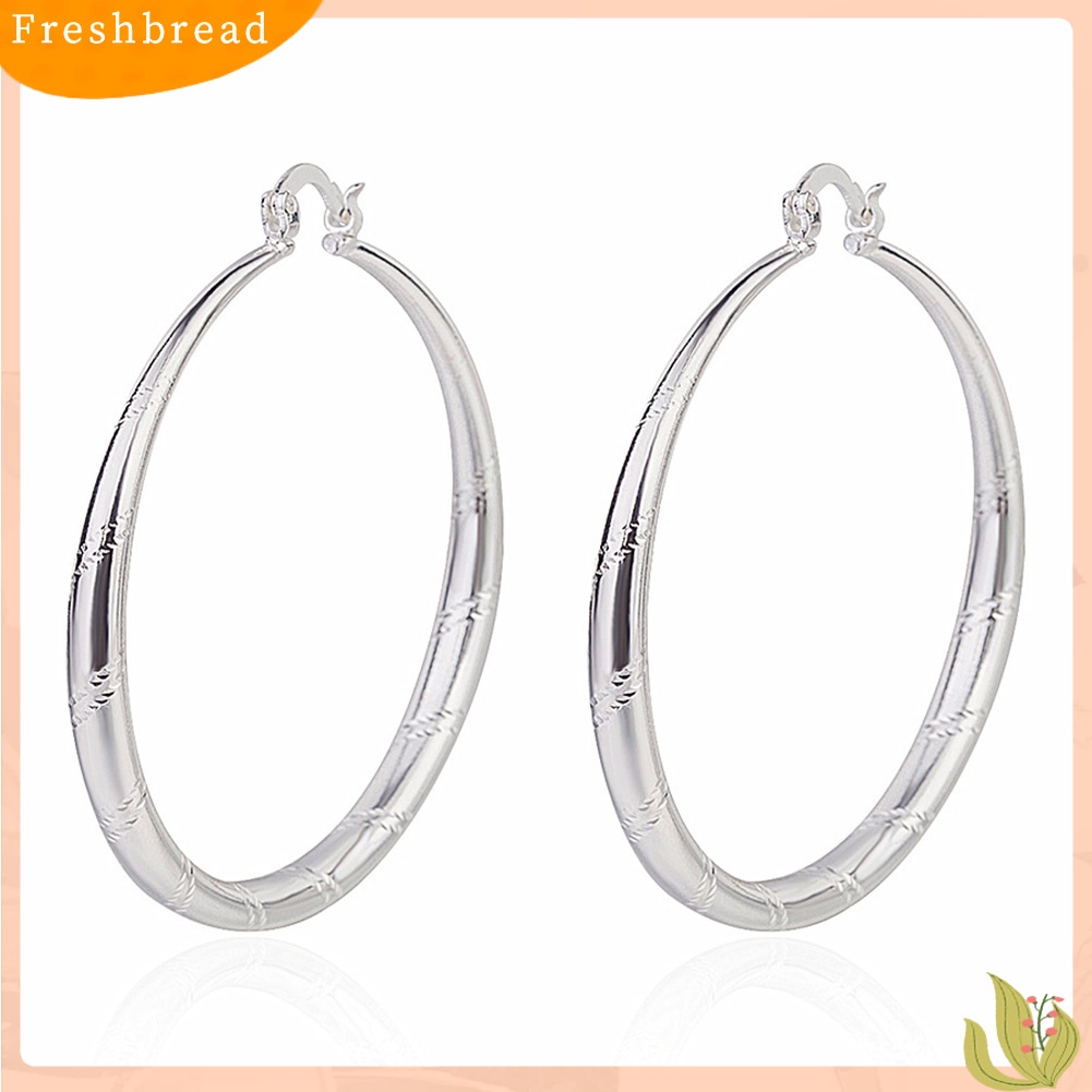 &lt; Freshbread &gt; Wanita Bergaya Bulat Besar Bentuk Lingkaran Retro Besar Hoop Earrings Perhiasan Hadiah