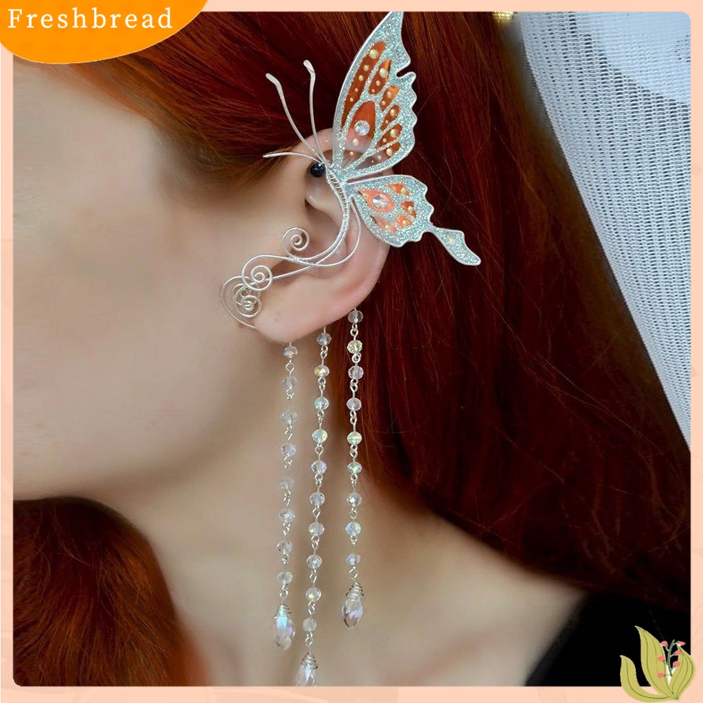 &lt; Freshbread &gt; 1Pc Klip Anting Kupu-Kupu Jumbai Perhiasan Sparkling Flower Ear Cuff Hadiah Ulang Tahun