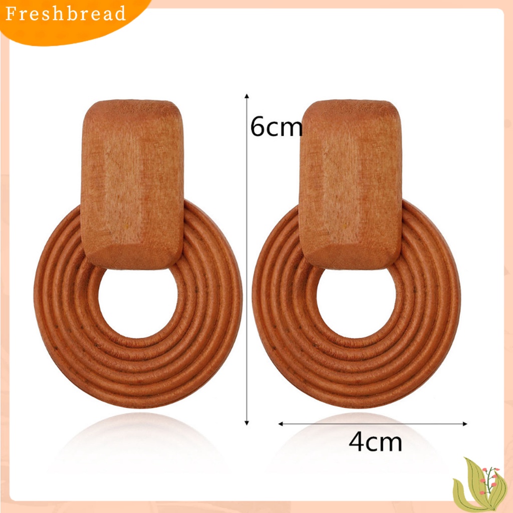 &lt; Freshbread &gt; Anting Wanita Geometris Kayu Sederhana Vintage Anting Tusuk Berlebihan Untuk Club