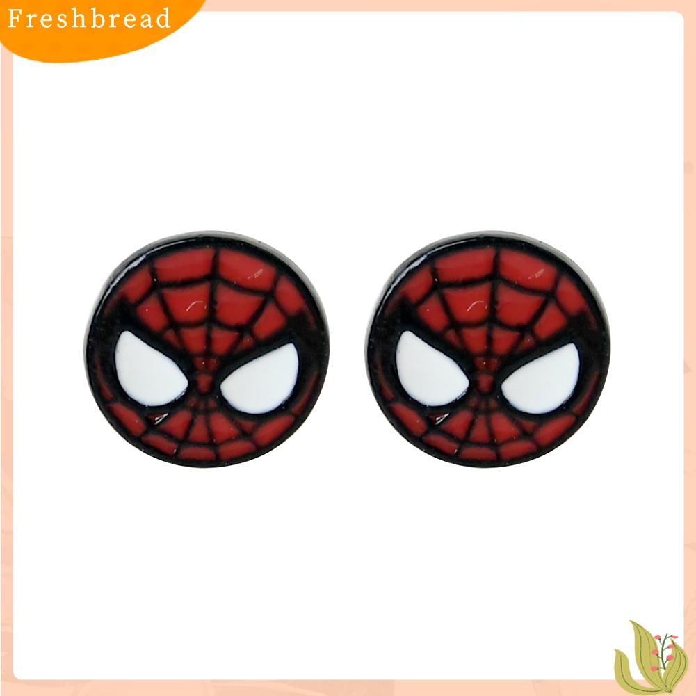 &lt; Freshbread &gt; Fashion Spider Man Deadpool Captain America Kartun Enamel Ear Studs Earrings