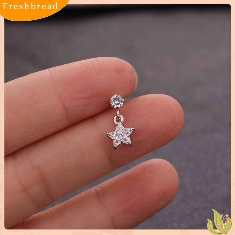 &lt; Freshbread &gt; 1Pc Wanita Bintang Bunga Cubic Zirconia Menjuntai Ear Stud Earring Perhiasan Tulang Rawan