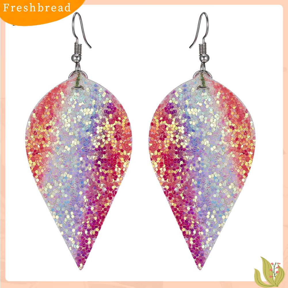 &lt; Freshbread &gt; Gaya Punk Tetesan Air Menjuntai Drop Shiny Sequin Women Hook Earrings Perhiasan Hadiah