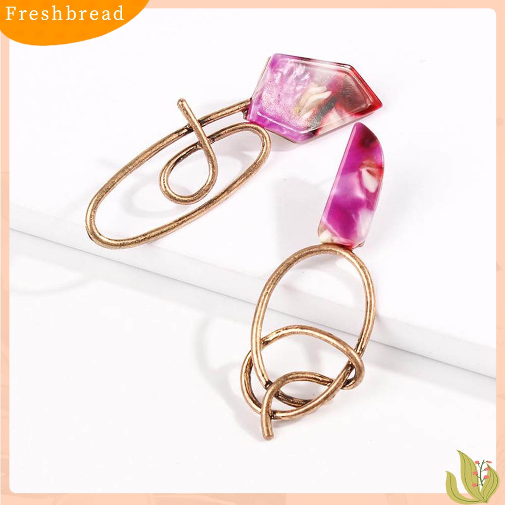 &lt; Freshbread &gt; Wanita Geometris Tidak Teratur Asimetris Berliku Menjuntai Stud Earrings Perhiasan Hadiah