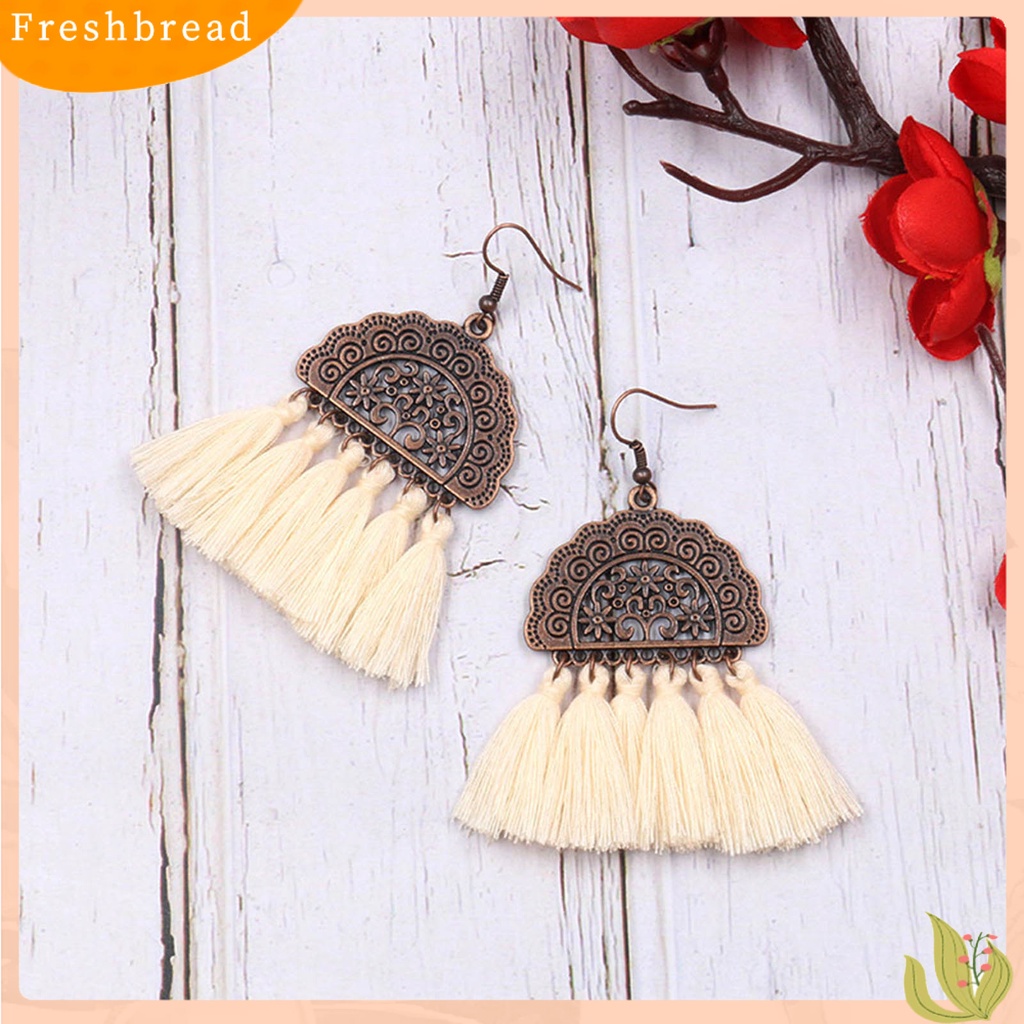 &lt; Freshbread &gt; 1pasang Anting Menjuntai Gaya Bohemia Hias Alloy Anting Rumbai Drop Panjang Berbentuk Kipas Untuk Pesta