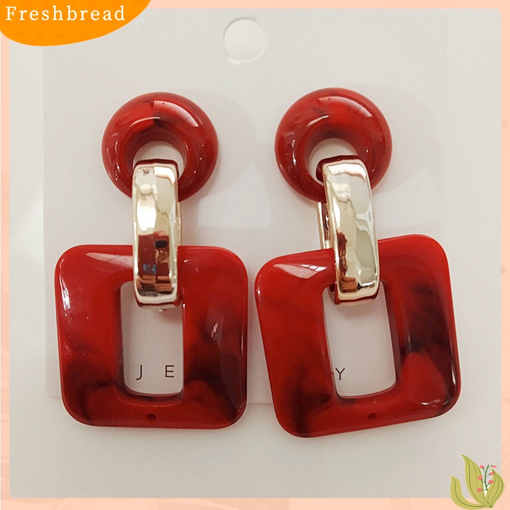 &lt; Freshbread &gt; Boho Wanita Bulat Kotak Berongga Geometris Menjuntai Telinga Stud Anting Perhiasan Hadiah