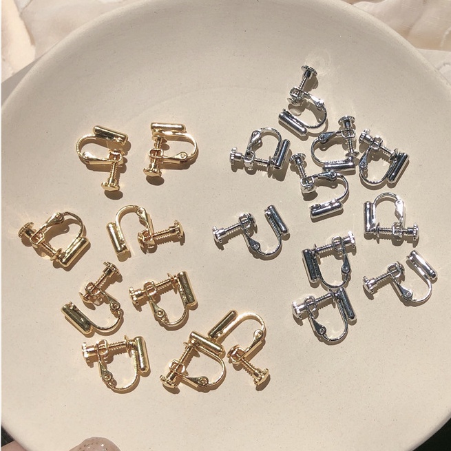 Sekrup Klip Telinga Converter Stud Earrings Perak Jarum Konversi Klip Telinga Aksesoris Aksesoris DIY Handmade Non-Piercing Ear Clip Dalikawer