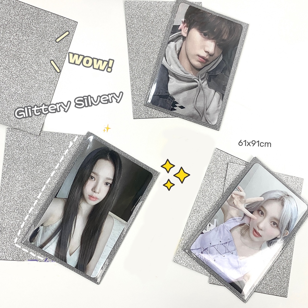 50pcs/bag Glittery Silvery Card Sleeves 20silk Kpop Toploader Card Photocard Sleeves Idol Kartu Foto Tas Pelindung Alat Tulis