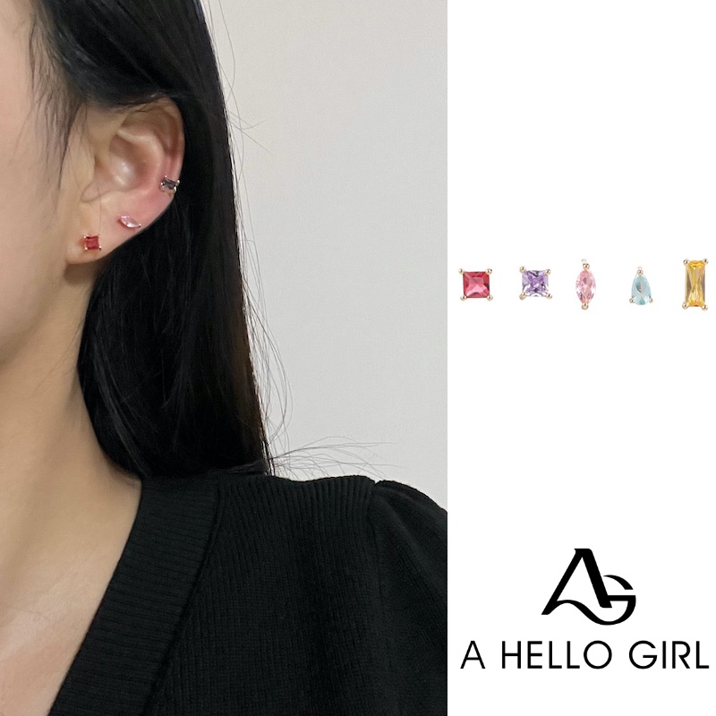 Anting Tusuk Silver Hias Zircon Untuk Wanita